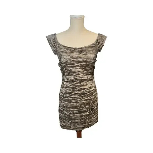 Alex Evenings Pewter Metallic Bandage Sheath Dress Size 10